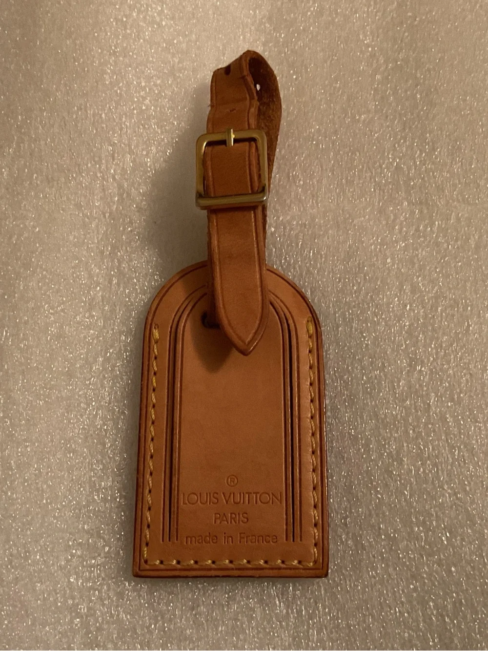 Louis Vuitton Vintage Small Vachetta Leather Luggage Tag w/ Strap Made in France